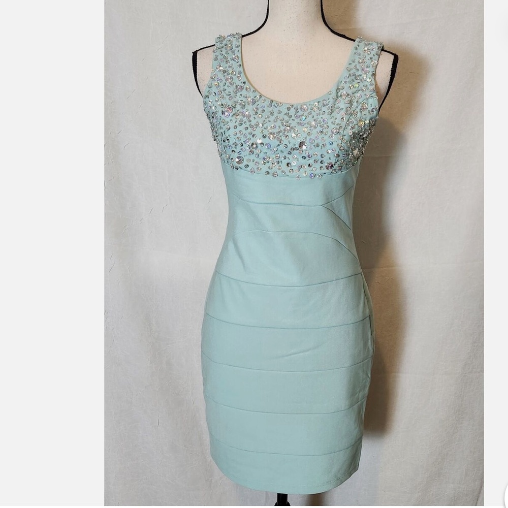 NWOT Deb Embellished Mint Green Mini Dress, Size M